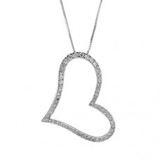 2.50 CTW CZ Sterling Silver Heart 18" Necklace
